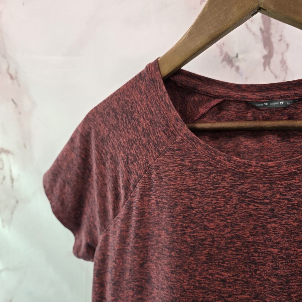 Oiselle Shirt Womens 12 Pink Flyout Short Sleeve Crew Heathered Soft Tee - Picture 2 of 8